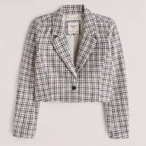 NWT Abercrombie Plaid Tweed Cropped Blazer